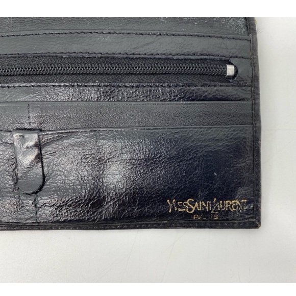 Yves Saint Laurent Vintage Black Crinkle Leather Wallet - Picture 6 of 11